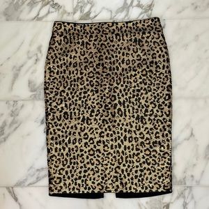 MICHAEL Michael Kors Gold Cheetah Sequined Jersey Pencil Skirt